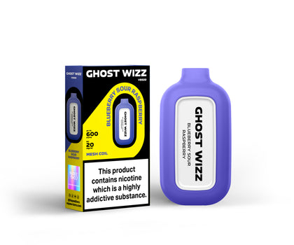 Vapes Bars Ghost Wizz Blueberry Sour Raspberry Product With Box
